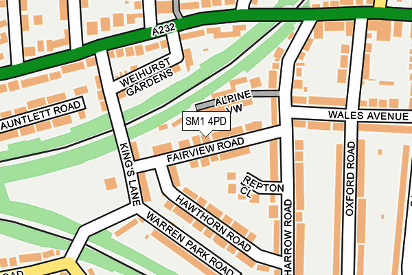 SM1 4PD map - OS OpenMap – Local (Ordnance Survey)