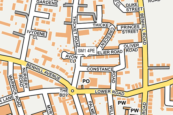 SM1 4PE map - OS OpenMap – Local (Ordnance Survey)