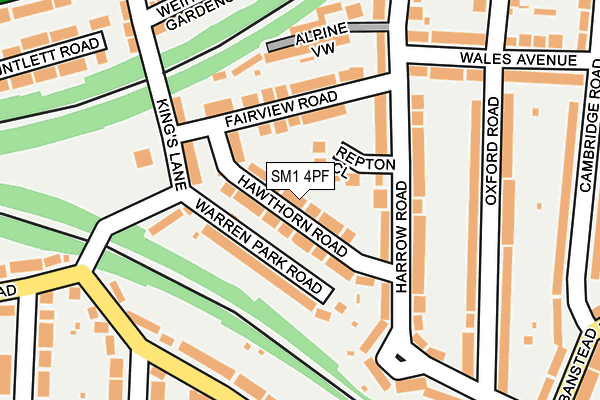 SM1 4PF map - OS OpenMap – Local (Ordnance Survey)