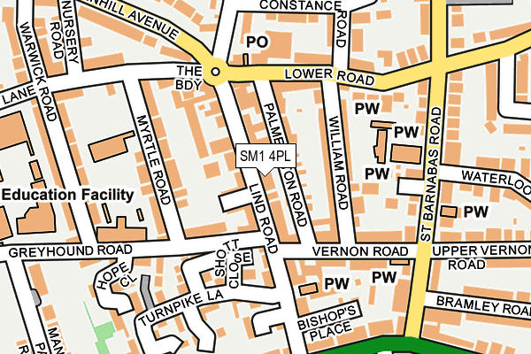 SM1 4PL map - OS OpenMap – Local (Ordnance Survey)