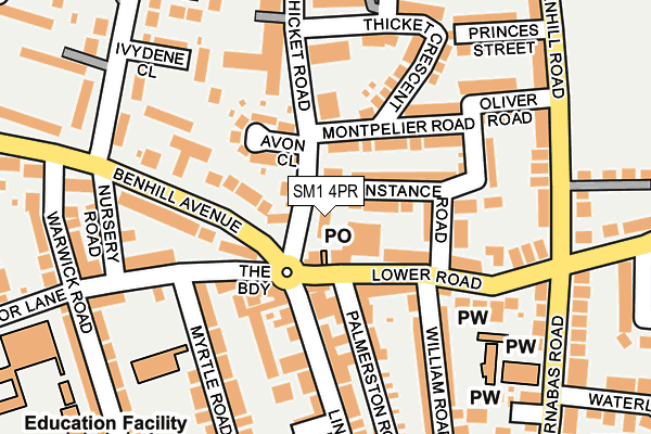 SM1 4PR map - OS OpenMap – Local (Ordnance Survey)