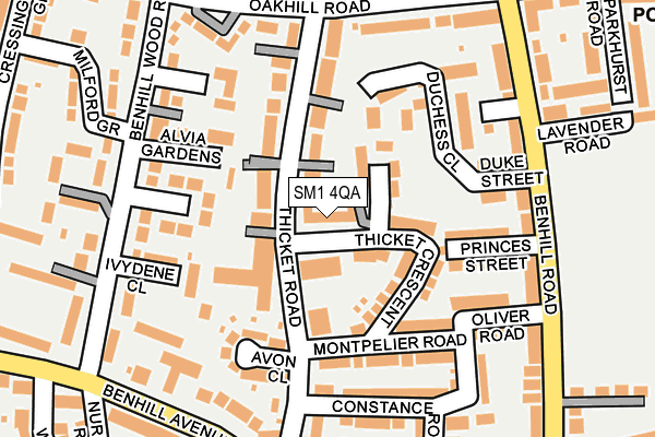 SM1 4QA map - OS OpenMap – Local (Ordnance Survey)