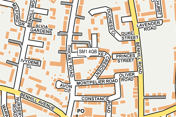 SM1 4QB map - OS OpenMap – Local (Ordnance Survey)
