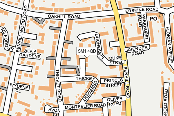 SM1 4QD map - OS OpenMap – Local (Ordnance Survey)