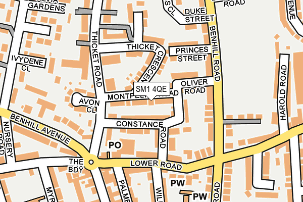 SM1 4QE map - OS OpenMap – Local (Ordnance Survey)