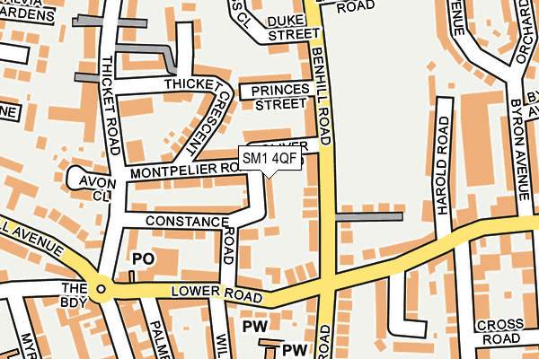 SM1 4QF map - OS OpenMap – Local (Ordnance Survey)