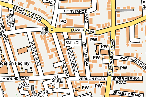 SM1 4QL map - OS OpenMap – Local (Ordnance Survey)