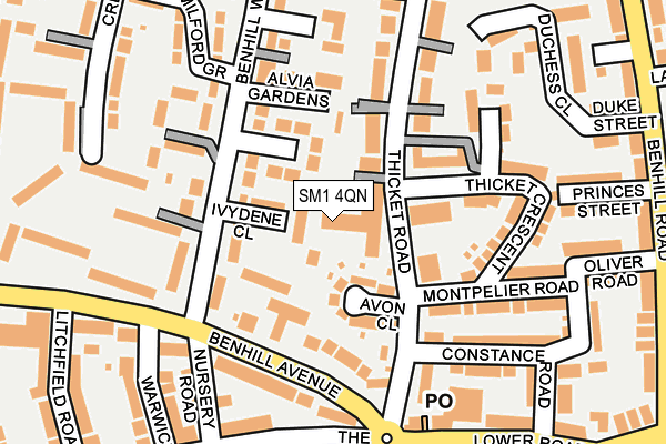 SM1 4QN map - OS OpenMap – Local (Ordnance Survey)
