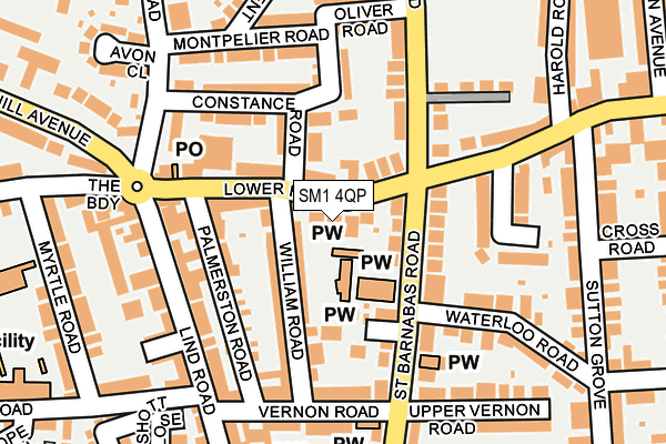 SM1 4QP map - OS OpenMap – Local (Ordnance Survey)