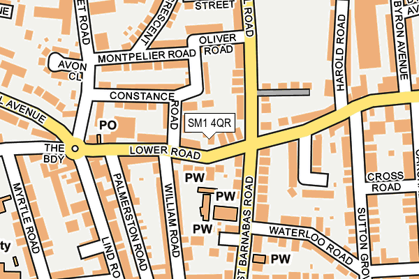 SM1 4QR map - OS OpenMap – Local (Ordnance Survey)