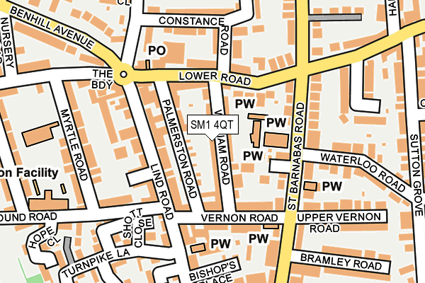 SM1 4QT map - OS OpenMap – Local (Ordnance Survey)