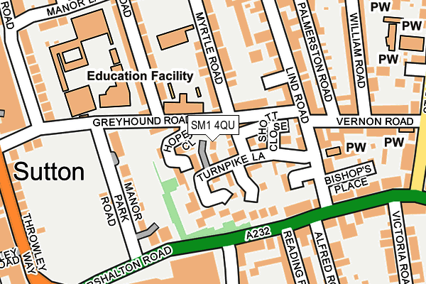 SM1 4QU map - OS OpenMap – Local (Ordnance Survey)