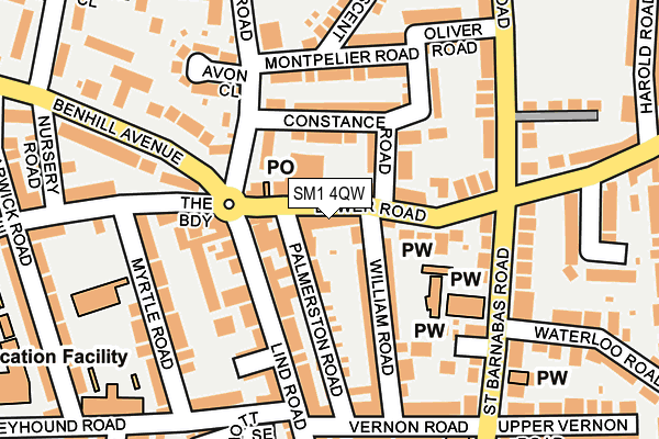 SM1 4QW map - OS OpenMap – Local (Ordnance Survey)