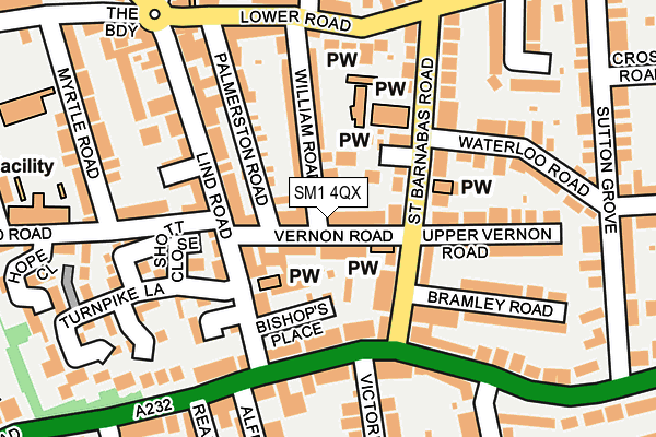 SM1 4QX map - OS OpenMap – Local (Ordnance Survey)