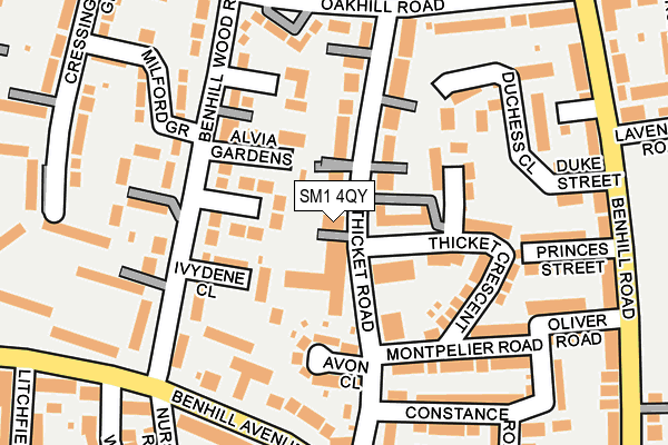 SM1 4QY map - OS OpenMap – Local (Ordnance Survey)