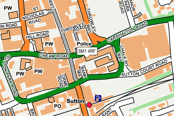 SM1 4RF map - OS OpenMap – Local (Ordnance Survey)