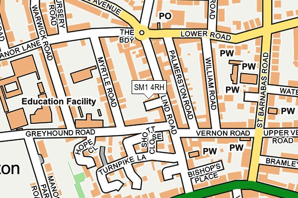 SM1 4RH map - OS OpenMap – Local (Ordnance Survey)