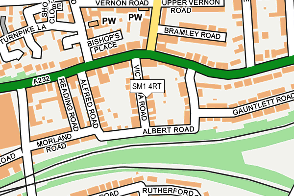 SM1 4RT map - OS OpenMap – Local (Ordnance Survey)