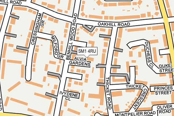 SM1 4RU map - OS OpenMap – Local (Ordnance Survey)