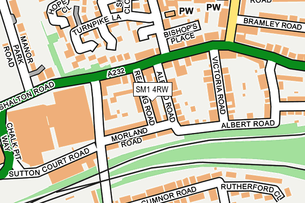 SM1 4RW map - OS OpenMap – Local (Ordnance Survey)