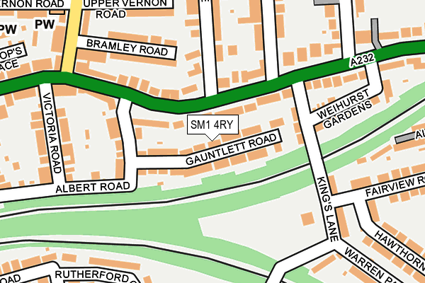 SM1 4RY map - OS OpenMap – Local (Ordnance Survey)