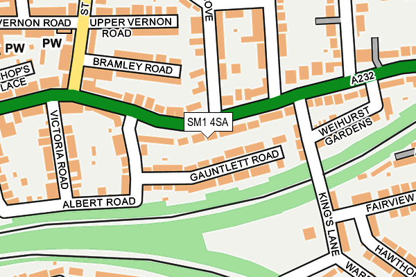 SM1 4SA map - OS OpenMap – Local (Ordnance Survey)