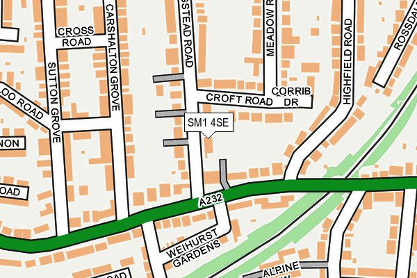 SM1 4SE map - OS OpenMap – Local (Ordnance Survey)