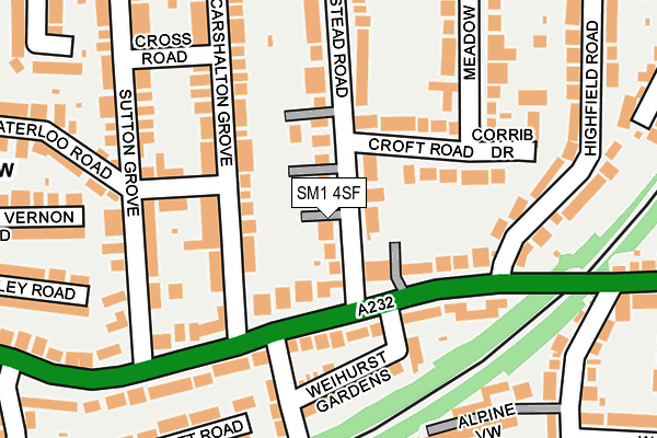 SM1 4SF map - OS OpenMap – Local (Ordnance Survey)