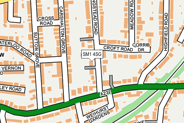 SM1 4SG map - OS OpenMap – Local (Ordnance Survey)