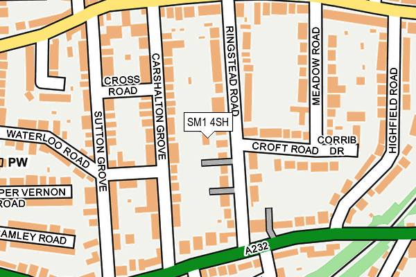 SM1 4SH map - OS OpenMap – Local (Ordnance Survey)