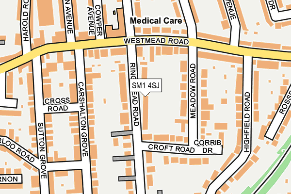 SM1 4SJ map - OS OpenMap – Local (Ordnance Survey)