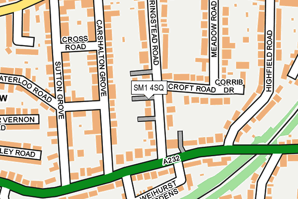 SM1 4SQ map - OS OpenMap – Local (Ordnance Survey)