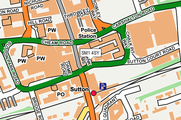 SM1 4SY map - OS OpenMap – Local (Ordnance Survey)