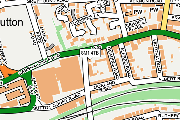 SM1 4TB map - OS OpenMap – Local (Ordnance Survey)