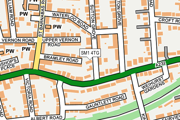 SM1 4TG map - OS OpenMap – Local (Ordnance Survey)