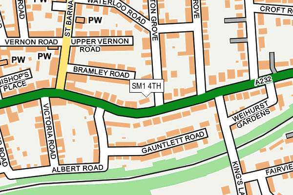 SM1 4TH map - OS OpenMap – Local (Ordnance Survey)