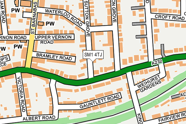 SM1 4TJ map - OS OpenMap – Local (Ordnance Survey)