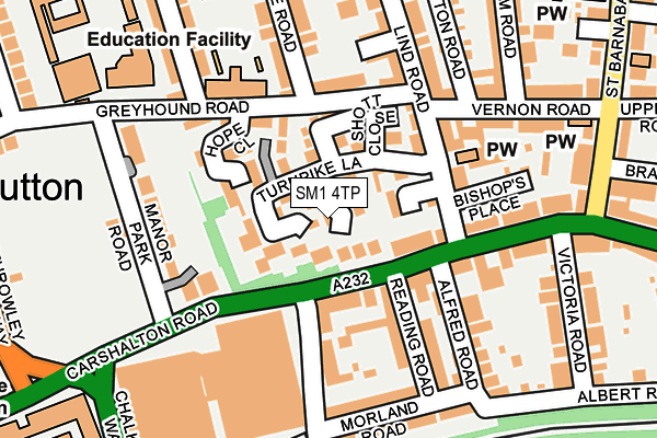 SM1 4TP map - OS OpenMap – Local (Ordnance Survey)