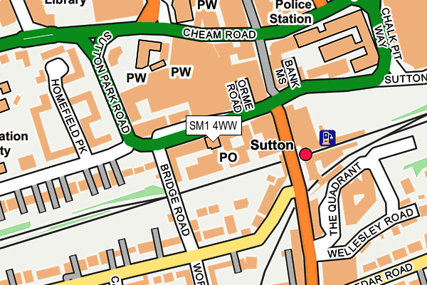 SM1 4WW map - OS OpenMap – Local (Ordnance Survey)