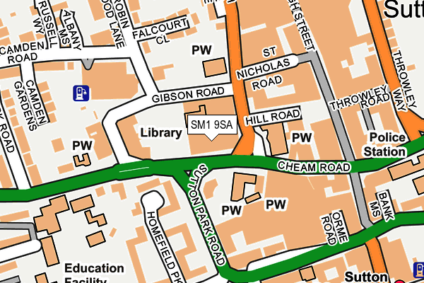 SM1 9SA map - OS OpenMap – Local (Ordnance Survey)