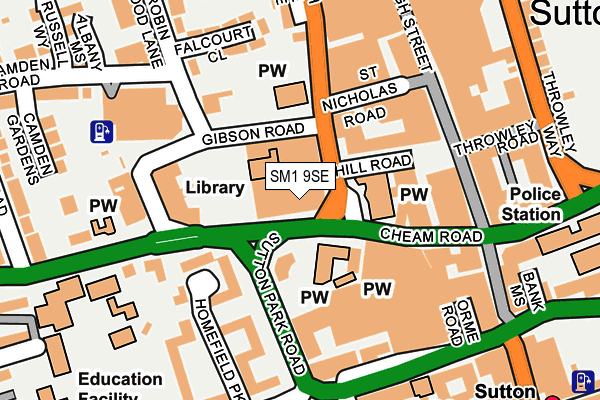 SM1 9SE map - OS OpenMap – Local (Ordnance Survey)