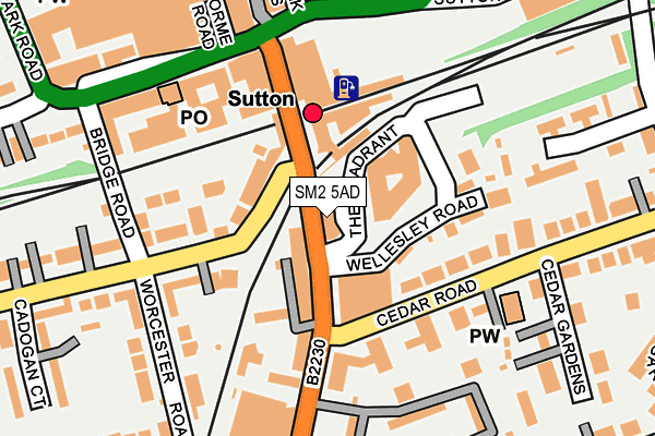 SM2 5AD map - OS OpenMap – Local (Ordnance Survey)