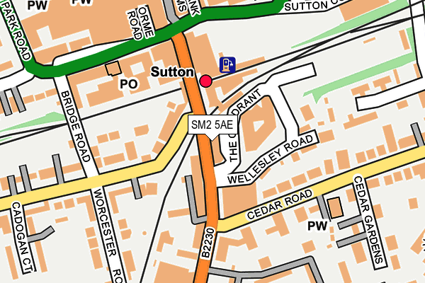 SM2 5AE map - OS OpenMap – Local (Ordnance Survey)