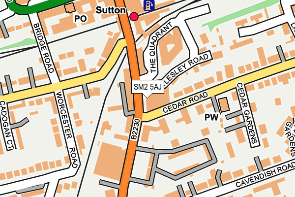 SM2 5AJ map - OS OpenMap – Local (Ordnance Survey)
