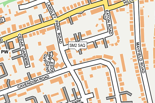 SM2 5AQ map - OS OpenMap – Local (Ordnance Survey)