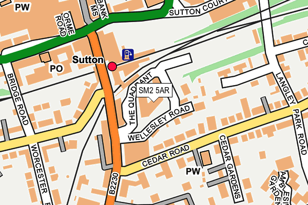 SM2 5AR map - OS OpenMap – Local (Ordnance Survey)