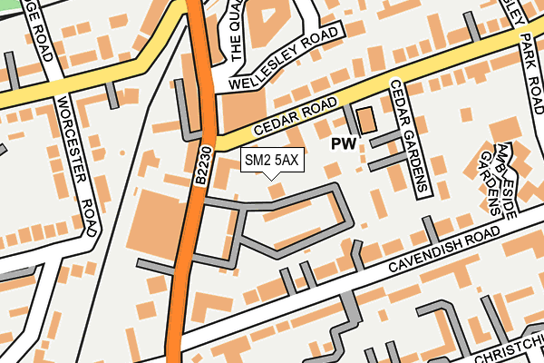 SM2 5AX map - OS OpenMap – Local (Ordnance Survey)