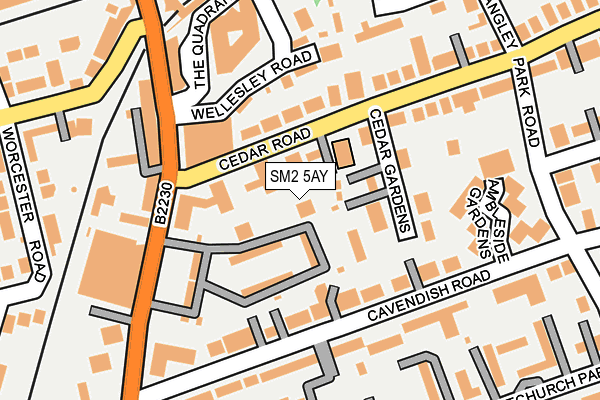SM2 5AY map - OS OpenMap – Local (Ordnance Survey)