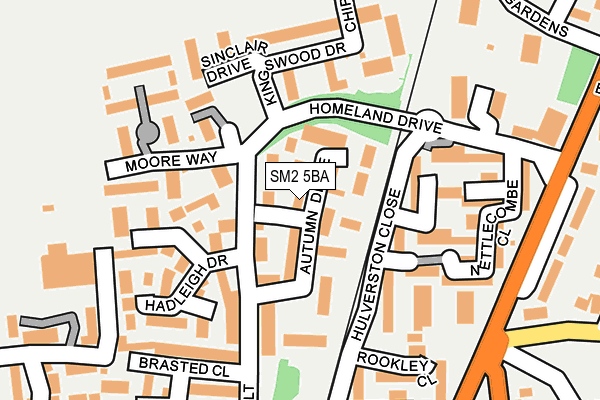 SM2 5BA map - OS OpenMap – Local (Ordnance Survey)