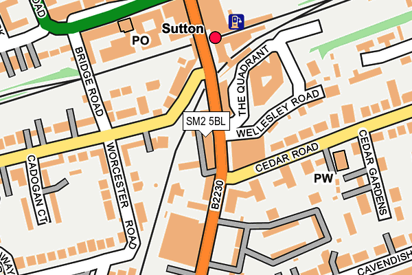 SM2 5BL map - OS OpenMap – Local (Ordnance Survey)